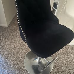 4 Black Velvet Adjustable Bar Stools Set of 4