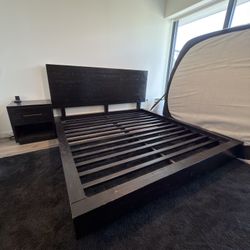 Living Spaces Upholstered Bed Frame + Matching Dresser – $995 