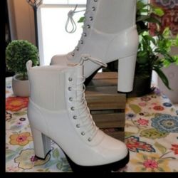 chase + chloe Block heel combat boots