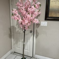 Fake 6Ft Tall Cherry Blossom Artificial Tree, Fake Tree Faux Silk Plant with Plastic Nursery Pot,Artificial Plants for Home Office Indoor Decor(Pink)