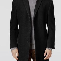 Calvin Klein Men's Black Prosper Wool-Blend X-Fit Coat Jacket Size 38 Regular 
