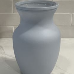 Baby Blue Colored Frosted Glass  Flower Vase 8” Summer Decor Baby Shower Wedding