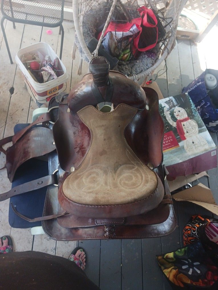 Horse Saddle With Reigns And Bit
