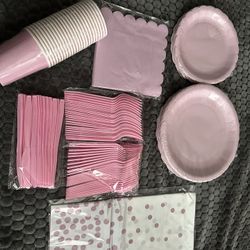 Pink and purple birthday party supplies