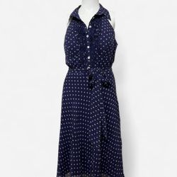Signature by Sangria blue polka dot dress 