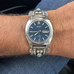 Automatic Seiko watch on Navajo band Silver