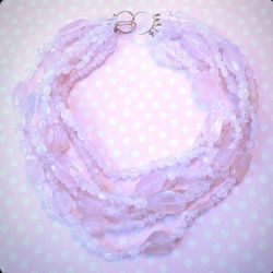 Rose quartz multi-layer choker