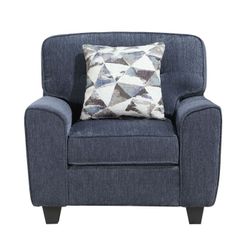 BRAND NEW BLUE/GRAY/BIEGE CHENILLE CHAIR
