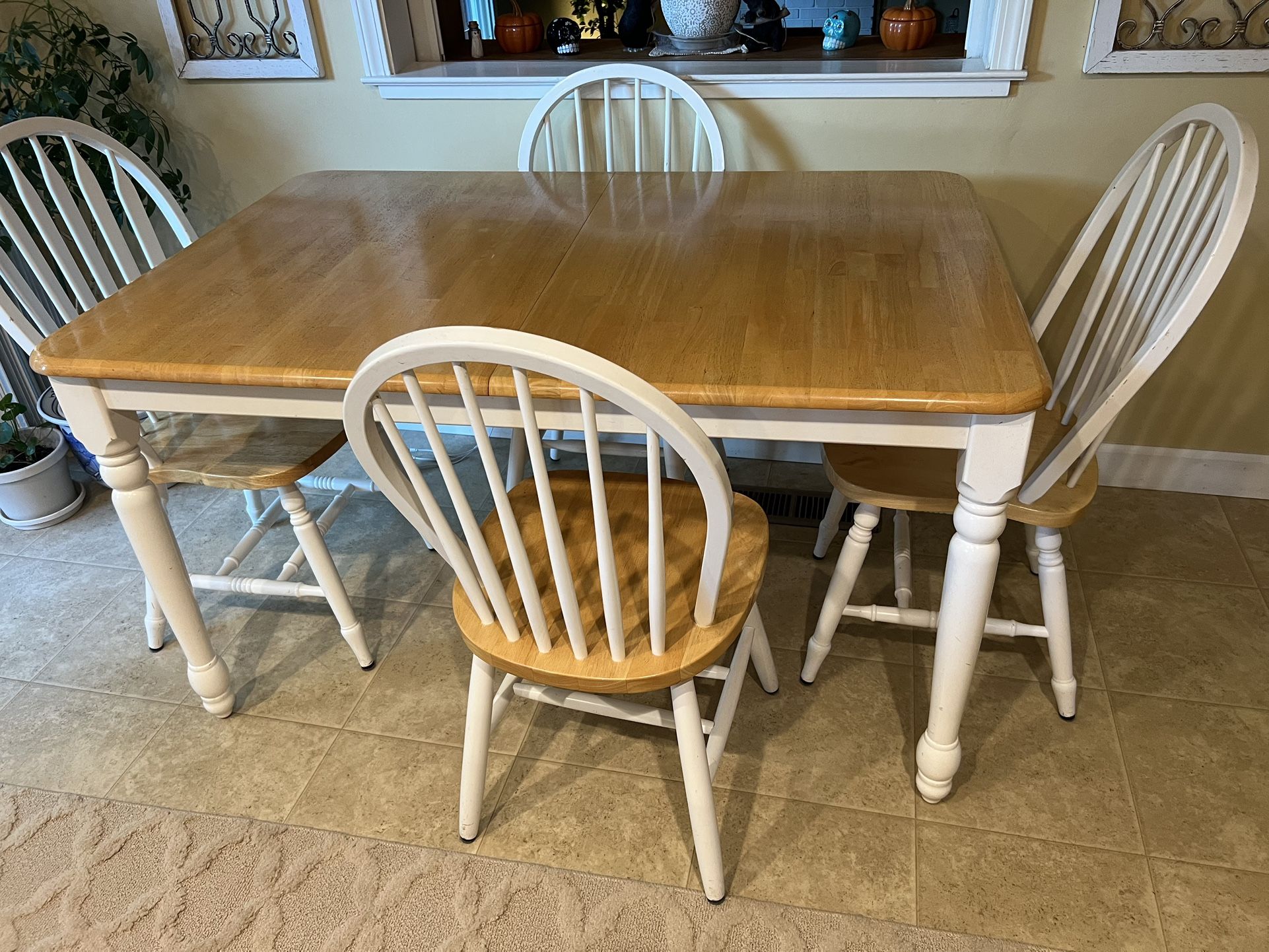 Butcher Block Table And Four Chairs