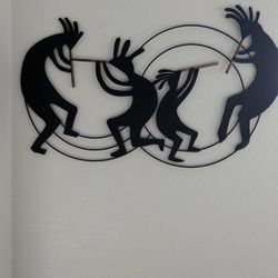 Kokopelli Wall Sculpture “Quartet” Black Metal 34” x 22”