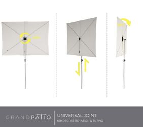 Grand patio Balcony Umbrella, JENA 6x4 FT Outdoor Umbrella, Rectangular Flat Canopy Versatile Patio Shade with 360 Degree Roating Knob for Deck Apartm