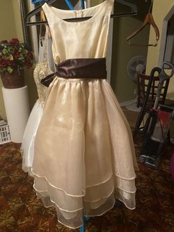 Brown And Beige Little Girls Dress