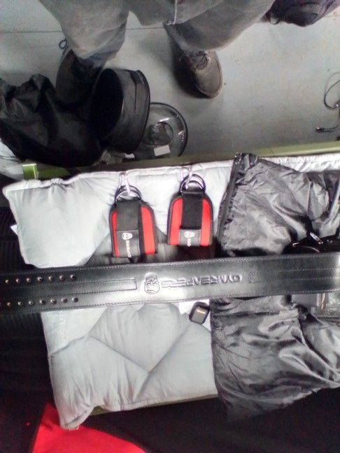 gym reaper Leather belt and ankle weight straps