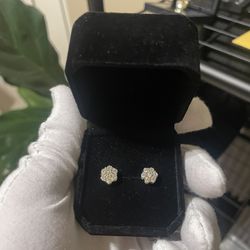Moissanite Clover Cluster Stud Earrings - 925 Silver Gold Plated 