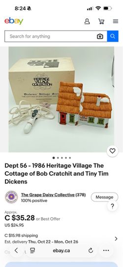 Dept 56 Heritage Village Bob Cratchit & Tiny Tim Cottage