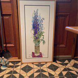 39”X 21.25“ Artwork Entitled Delphiniums