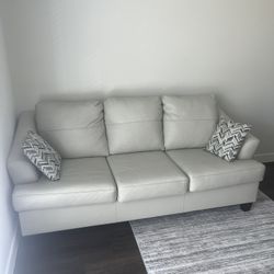 Beige Leather Couch 