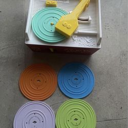 Fisher Price Record Player Toy For Kids Plays Toy Records Comes With 4 Double Sided