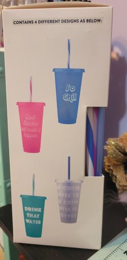 drinkware with straws 4pk