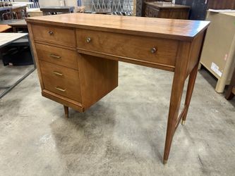 Vintage Mid-Century Modern Wooden 3 Drawer Sewing Table with Singer Touch & Sew Machine