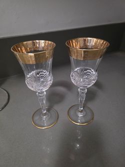 Gold Rim Crystal Wine Glasses (set of 2)