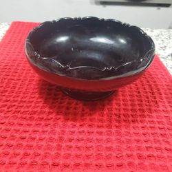 L.E. Smith Mt. Black Amethyst Glass Footed Bowl