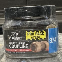 SharkBite 3/4" Push-to-Connect Brass Coupling - 4 Piece Pro Pack (New/Sealed)