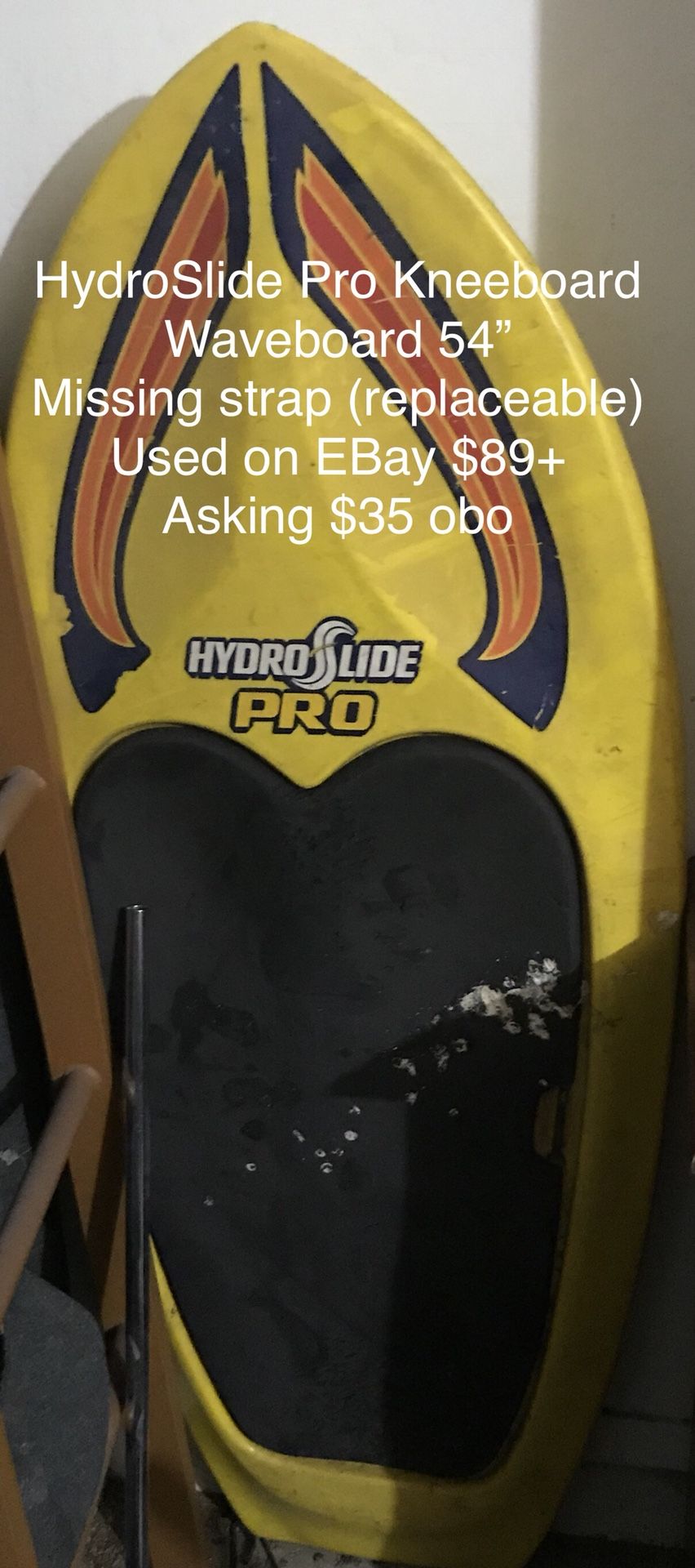 VINTAGE HydroSlide Pro Kneeboard yellow rainbow 53”x22”