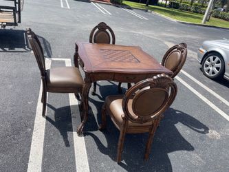 Hooker Furniture Game table with 4 leather chairs