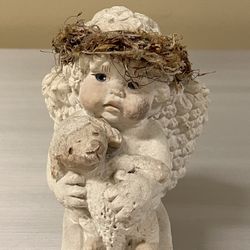 PLASTER ANGEL HOLDING LAMB - firm price