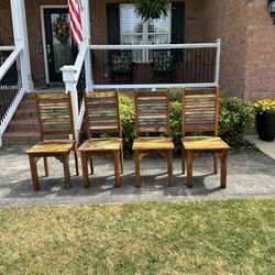 Farmhouse Style Reclaimed Wooden Dining Chairs. 