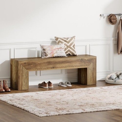 47" Dining Bench, Farmhouse Entryway Bench End of Bed Bench