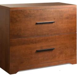 2 Drawer Lateral File Cabinet Walnut Wood Finish Full Extension Drawers Fit Legal Letter A4 Size Files Anti Tilt Mechanism Heavy Duty Office Home Stor