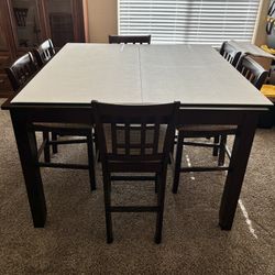 Dining Table With Leaf And Six Chairs