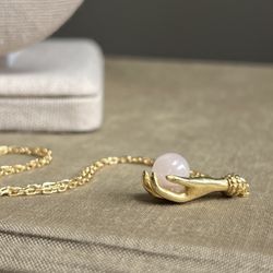 Rose Quartz Crystal Ball Necklace ( firm on price )