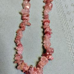 NATURAL TANZANIAN NATRONITE, A BEAUTIFUL PURPLISH PINK, 20 INCH NECKLACE.
