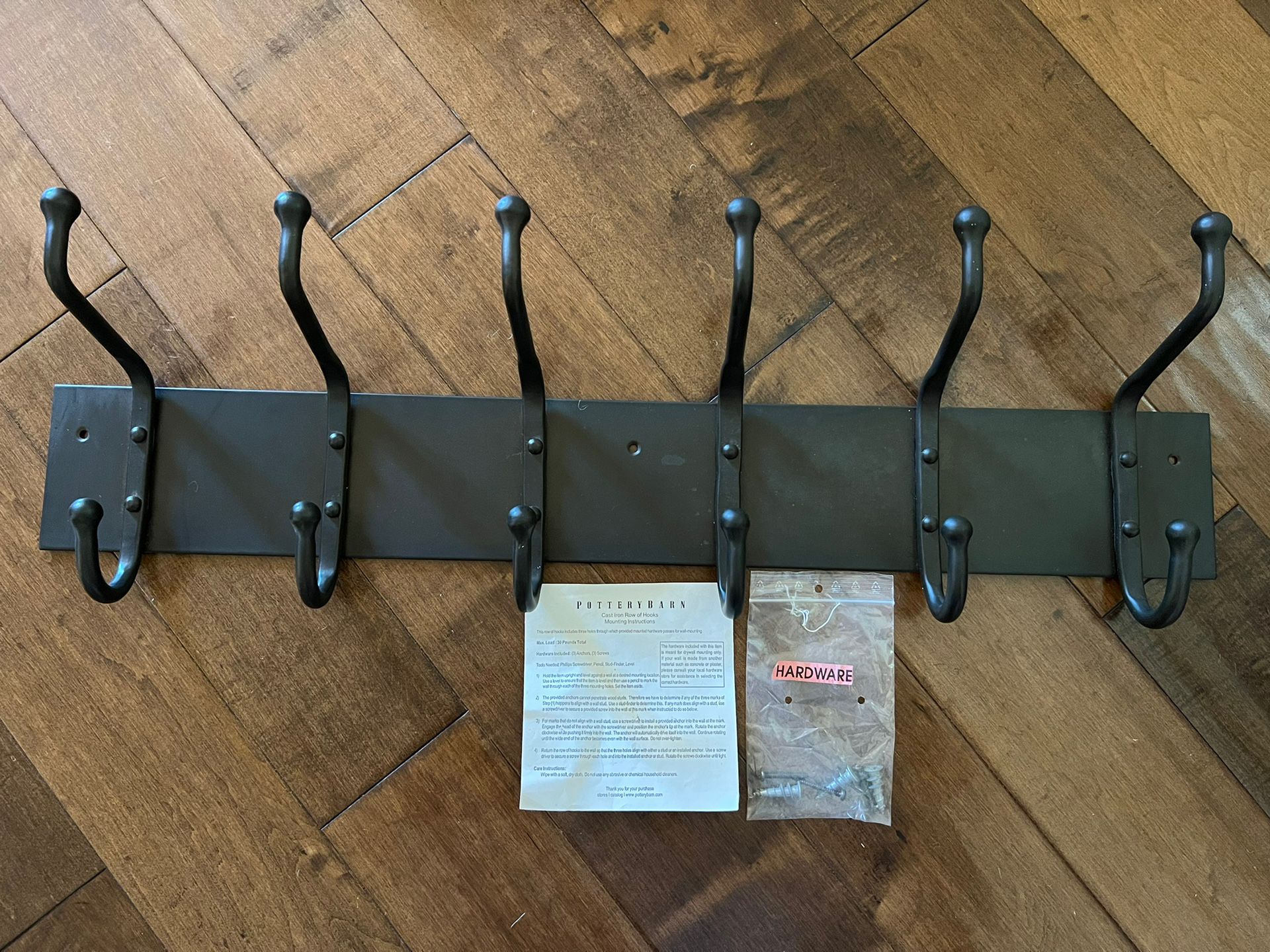 Pottery Barn Weston Cast Iron Row Of Hooks
