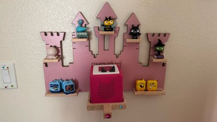 Tonie box with castle wall shelf and carrying case
