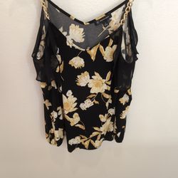 Black Yellow Flower Tank Top