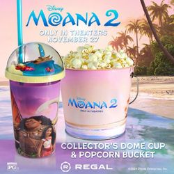 Disney Moana 2 Regal Collectors Dome Cup And Popcorn Bucket