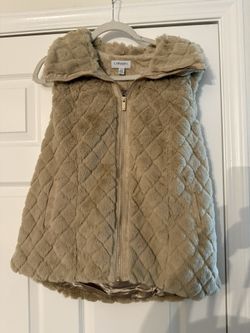 Faux Fur Beige Vest Size Large 
