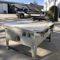 M&M Automatic Screenprinting Press, HIX Conveyor & Flash Dryer, 50-Shelf Drying Rack