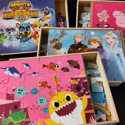 🧩 Kids Wood Jigsaw Puzzles - Frozen, Peppa Pig, Baby Shark, Paw Patrol