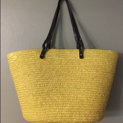 NEW Women yellow  straw beach tote bag  
