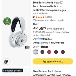 SteelSeries Arctis Nova 7X Auriculares inalámbricos multiplataforma para juegos,...