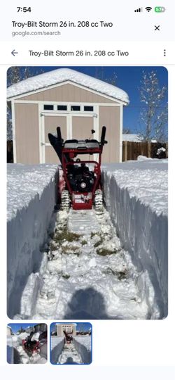Troy-Bilt Two-Stage Gas Snow Blower, electric start, like new. Very little use.