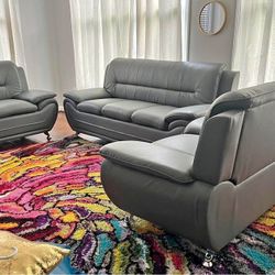 ❄️Grab It Now😍 Brand New Leather Sofa Loveseat Chair | Same Day Delivery 🚚