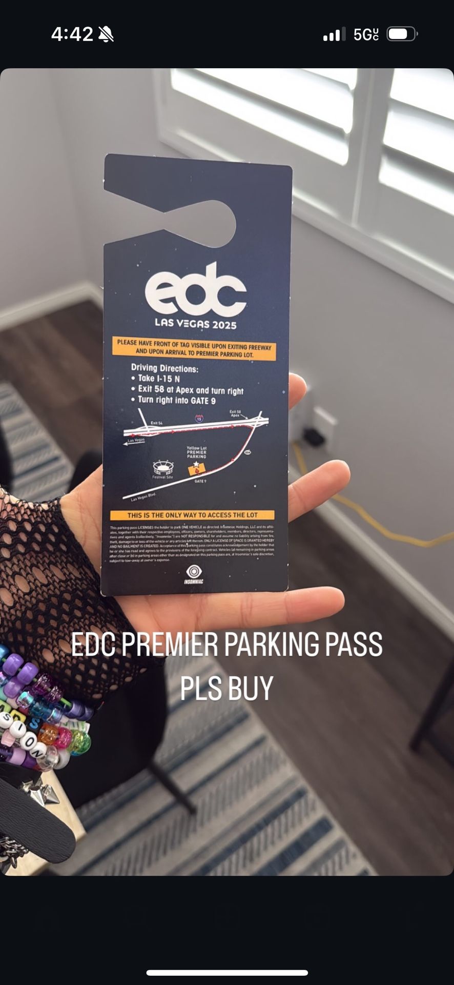 EDC PREMIER PARKING PASS FOR SALE