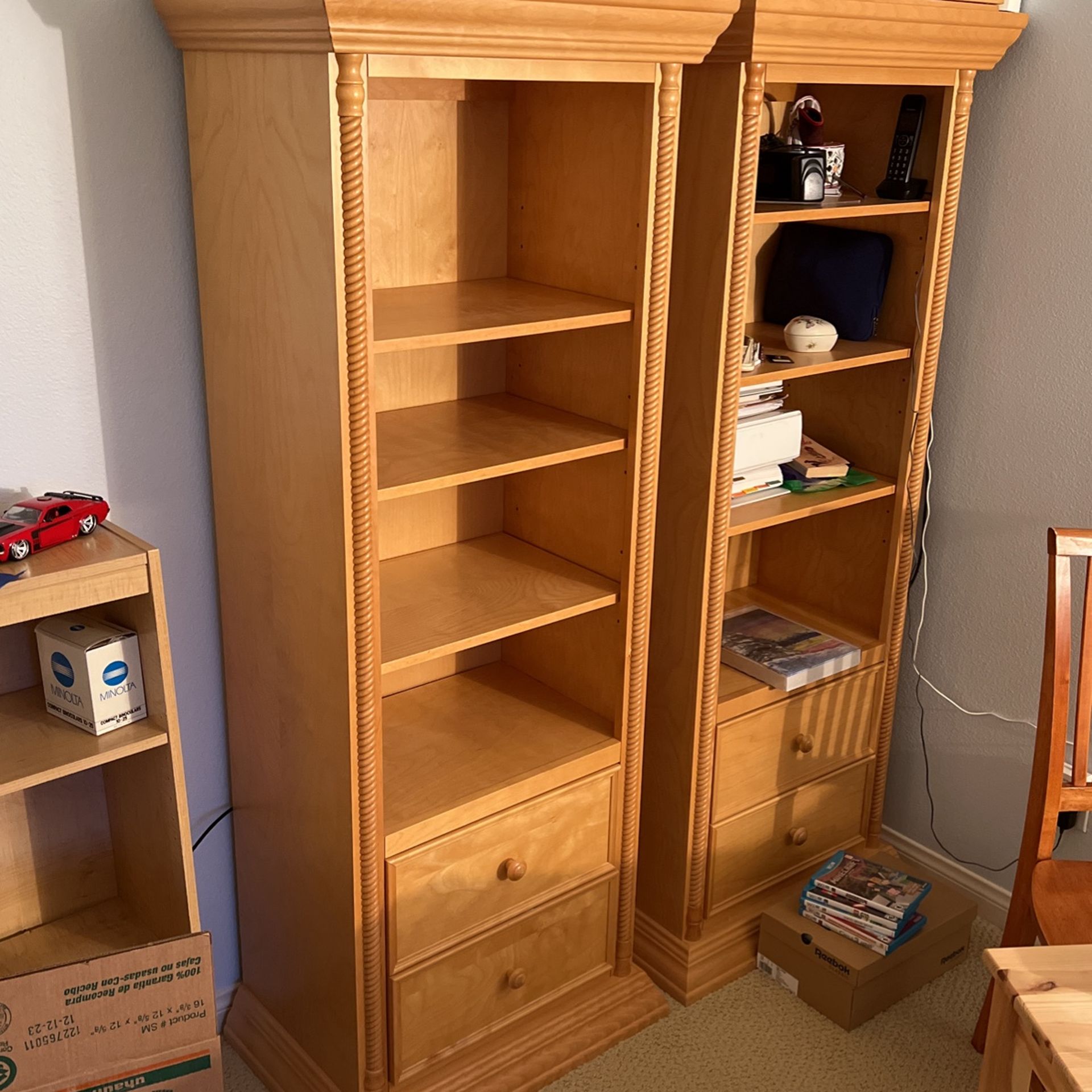 Bellini   - Pair Solid Birch Wood Bookshelves/Wall Units