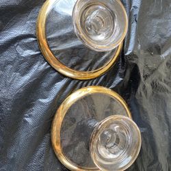 Mid-century candle holders gold rimmed